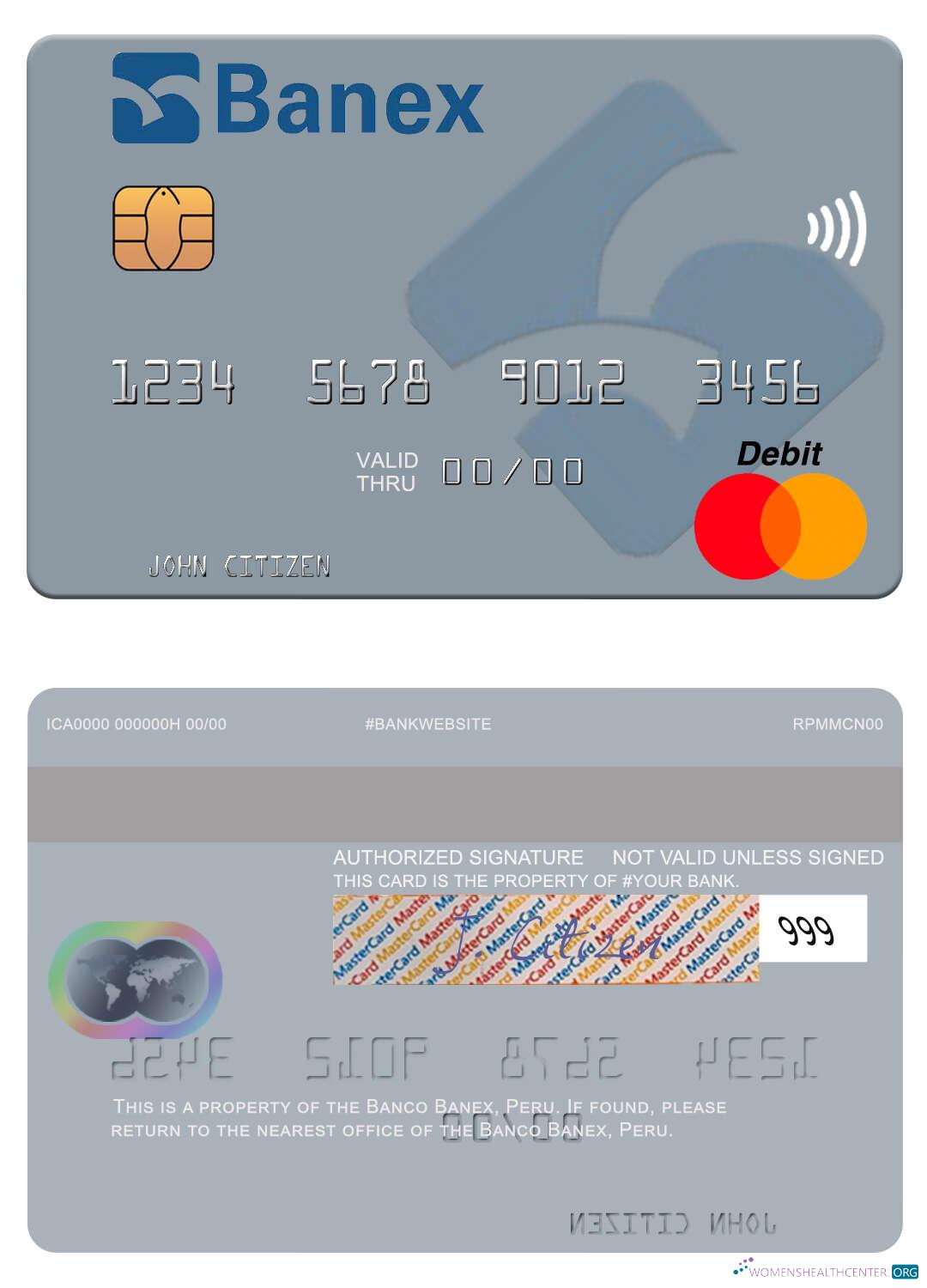 Download Peru Banco Banex mastercard Photoshop template